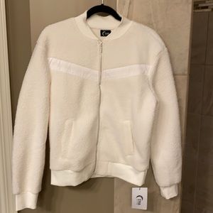 New Zyia White Flying V Fleece Jacket